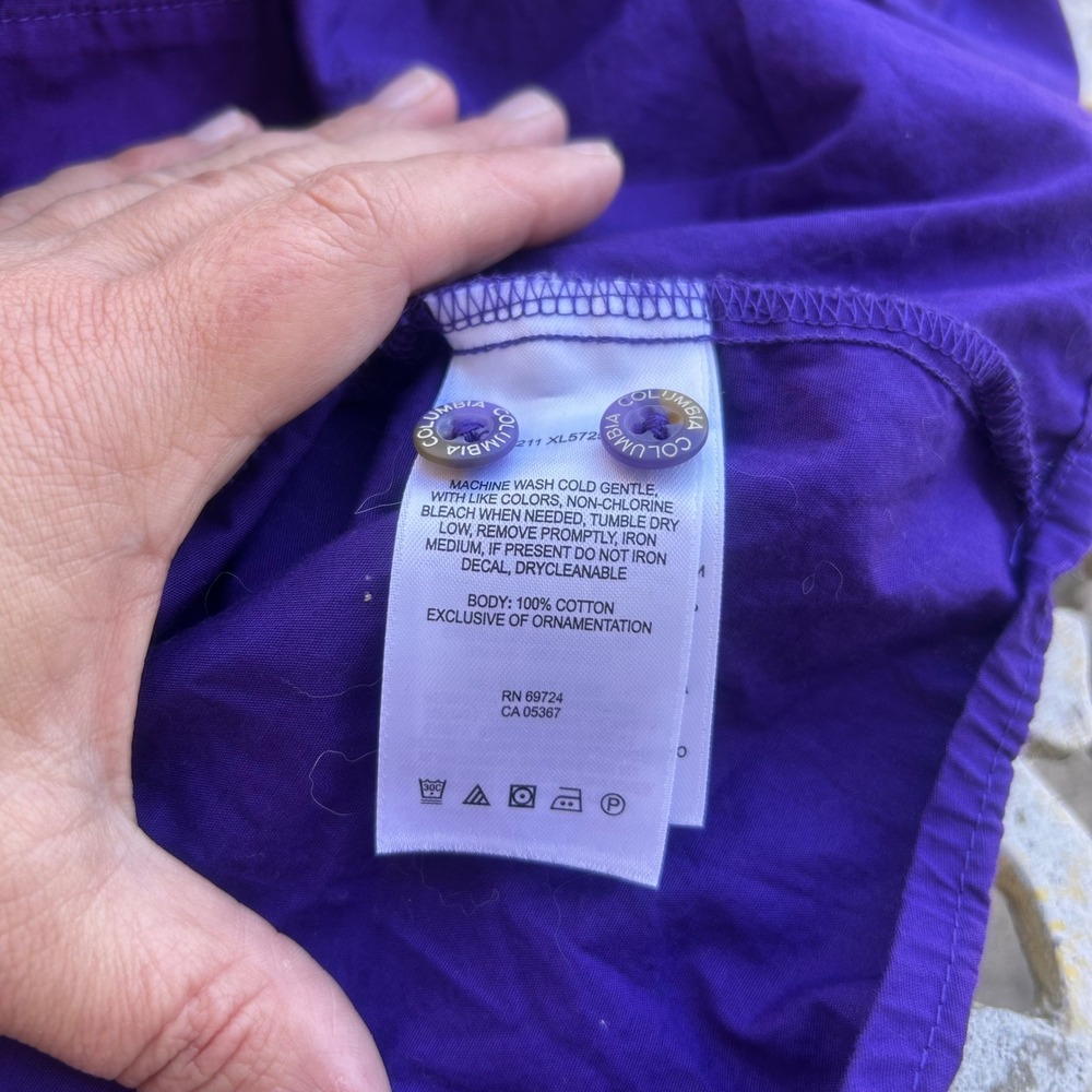 Columbia LSU Tigers Purple‎ Button Front PFG Style Dress Womens XL Cotton - Picture 10 of 10